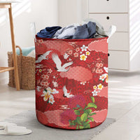 Hawaiian and Japanese Culture Together Laundry Basket Red Ohia Lehua Plumeria and Sakura Blooming LT03 Red - Polynesian Pride