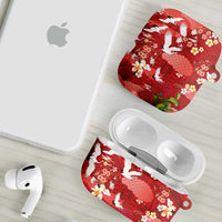 Hawaiian and Japanese Culture Together AirPods Case Red Ohia Lehua Plumeria and Sakura Blooming LT03 - Polynesian Pride
