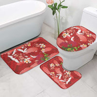 Hawaiian and Japanese Culture Together Bathroom Set Red Ohia Lehua Plumeria and Sakura Blooming LT03 - Polynesian Pride