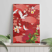 Hawaiian and Japanese Culture Together Canvas Wall Art Red Ohia Lehua Plumeria and Sakura Blooming LT03 - Polynesian Pride