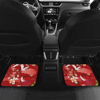 Hawaiian and Japanese Culture Together Car Mats Red Ohia Lehua Plumeria and Sakura Blooming LT03 Set 2pcs - Back Red - Polynesian Pride