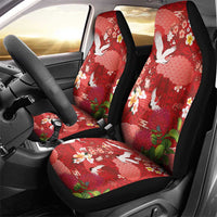 Hawaiian and Japanese Culture Together Car Seat Cover Red Ohia Lehua Plumeria and Sakura Blooming LT03 - Polynesian Pride