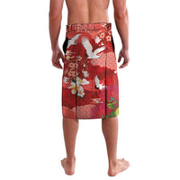 Hawaiian and Japanese Culture Together Lavalava Red Ohia Lehua Plumeria and Sakura Blooming LT03 - Polynesian Pride