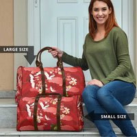 Hawaiian and Japanese Culture Together Travel Bag Red Ohia Lehua Plumeria and Sakura Blooming LT03 - Polynesian Pride