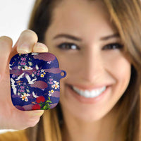 Hawaiian and Japanese Culture Together AirPods Case Blue Ohia Lehua Plumeria and Sakura Blooming LT03 - Polynesian Pride