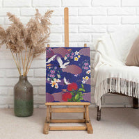 Hawaiian and Japanese Culture Together Canvas Wall Art Blue Ohia Lehua Plumeria and Sakura Blooming LT03 - Polynesian Pride