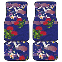 Hawaiian and Japanese Culture Together Car Mats Blue Ohia Lehua Plumeria and Sakura Blooming LT03 - Polynesian Pride