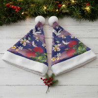 Hawaiian and Japanese Culture Together Christmas Santa Hat Blue Ohia Lehua Plumeria and Sakura Blooming LT03 - Polynesian Pride