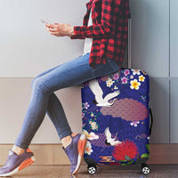 Hawaiian and Japanese Culture Together Luggage Cover Blue Ohia Lehua Plumeria and Sakura Blooming LT03 - Polynesian Pride