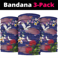 Hawaiian and Japanese Culture Together Neck Gaiter Blue Ohia Lehua Plumeria and Sakura Blooming LT03 package One Size: 25*50cm Blue - Polynesian Pride