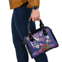 Hawaiian and Japanese Culture Together Shoulder Handbag Blue Ohia Lehua Plumeria and Sakura Blooming LT03 - Polynesian Pride