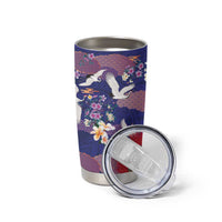 Hawaiian and Japanese Culture Together Tumbler Cup Blue Ohia Lehua Plumeria and Sakura Blooming LT03 - Polynesian Pride