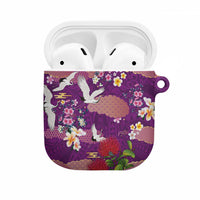 Hawaiian and Japanese Culture Together AirPods Case Purple Ohia Lehua Plumeria and Sakura Blooming LT03 Purple - Polynesian Pride