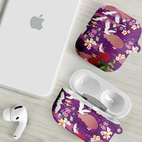 Hawaiian and Japanese Culture Together AirPods Case Purple Ohia Lehua Plumeria and Sakura Blooming LT03 - Polynesian Pride