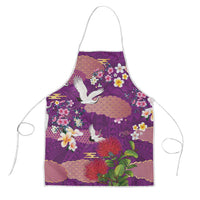 Hawaiian and Japanese Culture Together Apron Purple Ohia Lehua Plumeria and Sakura Blooming LT03 Purple - Polynesian Pride