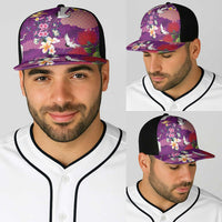 Hawaiian and Japanese Culture Together Baseball Net Cap Purple Ohia Lehua Plumeria and Sakura Blooming LT03 - Polynesian Pride