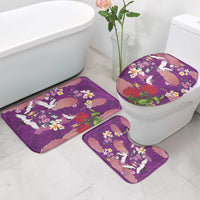Hawaiian and Japanese Culture Together Bathroom Set Purple Ohia Lehua Plumeria and Sakura Blooming LT03 - Polynesian Pride
