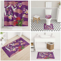 Hawaiian and Japanese Culture Together Bathroom Set Purple Ohia Lehua Plumeria and Sakura Blooming LT03 - Polynesian Pride