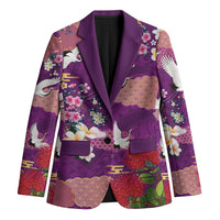 Hawaiian and Japanese Culture Together Blazer Purple Ohia Lehua Plumeria and Sakura Blooming LT03 Unisex Purple - Polynesian Pride