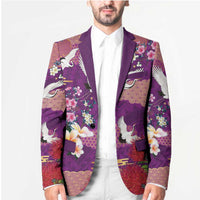 Hawaiian and Japanese Culture Together Blazer Purple Ohia Lehua Plumeria and Sakura Blooming LT03 - Polynesian Pride
