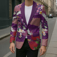 Hawaiian and Japanese Culture Together Blazer Purple Ohia Lehua Plumeria and Sakura Blooming LT03 - Polynesian Pride