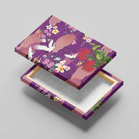 Hawaiian and Japanese Culture Together Canvas Wall Art Purple Ohia Lehua Plumeria and Sakura Blooming LT03 - Polynesian Pride