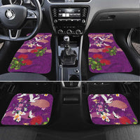 Hawaiian and Japanese Culture Together Car Mats Purple Ohia Lehua Plumeria and Sakura Blooming LT03 Set 4pcs Purple - Polynesian Pride