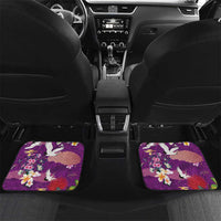 Hawaiian and Japanese Culture Together Car Mats Purple Ohia Lehua Plumeria and Sakura Blooming LT03 Set 2pcs - Back Purple - Polynesian Pride