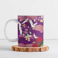Hawaiian and Japanese Culture Together Ceramic Mug Purple Ohia Lehua Plumeria and Sakura Blooming LT03 Purple - Polynesian Pride