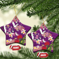 Hawaiian and Japanese Culture Together Ceramic Ornament Purple Ohia Lehua Plumeria and Sakura Blooming LT03 Star Purple - Polynesian Pride