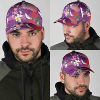Hawaiian and Japanese Culture Together Classic Cap Purple Ohia Lehua Plumeria and Sakura Blooming LT03 - Polynesian Pride