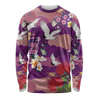 Hawaiian and Japanese Culture Together Long Sleeve Shirt Purple Ohia Lehua Plumeria and Sakura Blooming LT03 Unisex Purple - Polynesian Pride