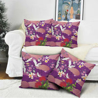 Hawaiian and Japanese Culture Together Pillow Cover Purple Ohia Lehua Plumeria and Sakura Blooming LT03 - Polynesian Pride