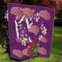 Hawaiian and Japanese Culture Together Quilt Purple Ohia Lehua Plumeria and Sakura Blooming LT03 - Polynesian Pride