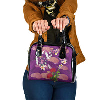 Hawaiian and Japanese Culture Together Shoulder Handbag Purple Ohia Lehua Plumeria and Sakura Blooming LT03 One Size Purple - Polynesian Pride