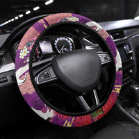 Hawaiian and Japanese Culture Together Steering Wheel Cover Purple Ohia Lehua Plumeria and Sakura Blooming LT03 Universal Fit Purple - Polynesian Pride