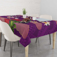 Hawaiian and Japanese Culture Together Tablecloth Purple Ohia Lehua Plumeria and Sakura Blooming LT03 - Polynesian Pride
