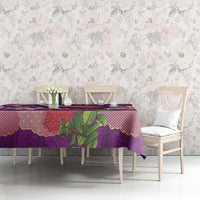 Hawaiian and Japanese Culture Together Tablecloth Purple Ohia Lehua Plumeria and Sakura Blooming LT03 - Polynesian Pride