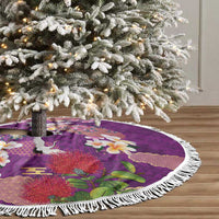 Hawaiian and Japanese Culture Together Tree Skirt Purple Ohia Lehua Plumeria and Sakura Blooming LT03 - Polynesian Pride