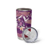 Hawaiian and Japanese Culture Together Tumbler Cup Purple Ohia Lehua Plumeria and Sakura Blooming LT03 - Polynesian Pride