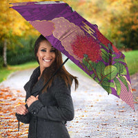 Hawaiian and Japanese Culture Together Umbrella Purple Ohia Lehua Plumeria and Sakura Blooming LT03 - Polynesian Pride