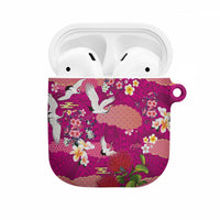 Hawaiian and Japanese Culture Together AirPods Case Pink Ohia Lehua Plumeria and Sakura Blooming LT03 Pink - Polynesian Pride