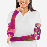 Hawaiian and Japanese Culture Together Arm Sleeves Pink Ohia Lehua Plumeria and Sakura Blooming LT03 - Polynesian Pride
