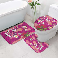 Hawaiian and Japanese Culture Together Bathroom Set Pink Ohia Lehua Plumeria and Sakura Blooming LT03 - Polynesian Pride