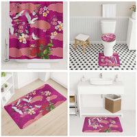 Hawaiian and Japanese Culture Together Bathroom Set Pink Ohia Lehua Plumeria and Sakura Blooming LT03 - Polynesian Pride