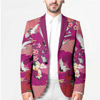 Hawaiian and Japanese Culture Together Blazer Pink Ohia Lehua Plumeria and Sakura Blooming LT03 - Polynesian Pride