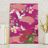 Hawaiian and Japanese Culture Together Canvas Wall Art Pink Ohia Lehua Plumeria and Sakura Blooming LT03 Without Frame Pink - Polynesian Pride