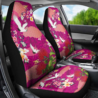 Hawaiian and Japanese Culture Together Car Seat Cover Pink Ohia Lehua Plumeria and Sakura Blooming LT03 - Polynesian Pride