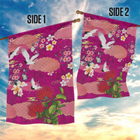 Hawaiian and Japanese Culture Together Garden Flag Pink Ohia Lehua Plumeria and Sakura Blooming LT03 - Polynesian Pride