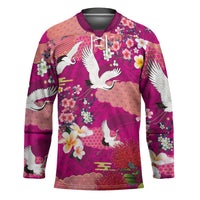 Hawaiian and Japanese Culture Together Hockey Jersey Pink Ohia Lehua Plumeria and Sakura Blooming LT03 Unisex Pink - Polynesian Pride